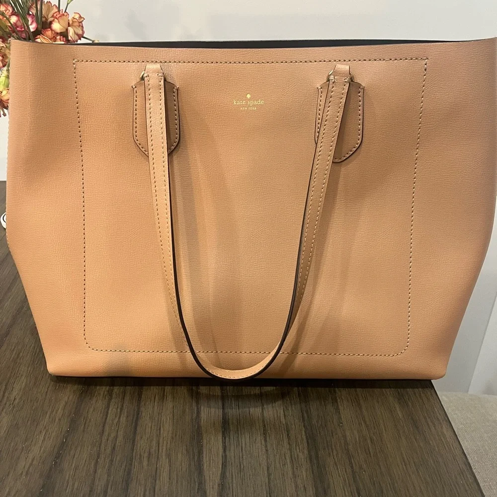 Kate Spade Tan and Black Leather Tote Bag - Picture 3 of 3